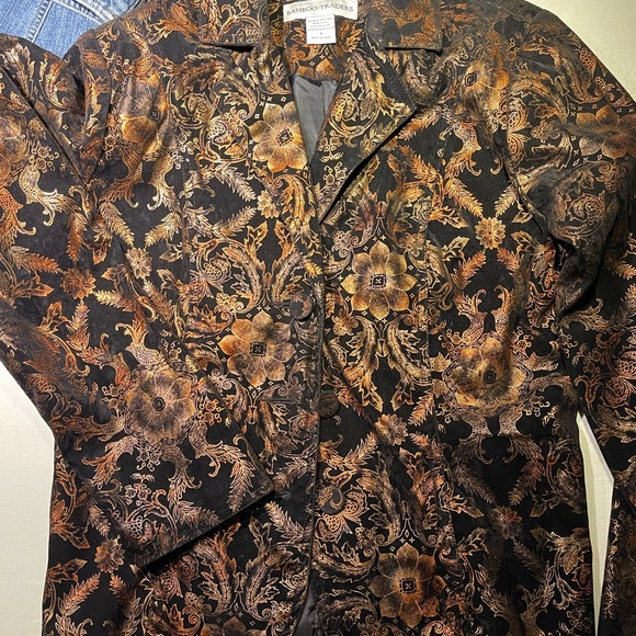 Flashy Retro 80s Style Printed Black Blazer Faux Brocade Blazer Jacket - Picture 9 of 10
